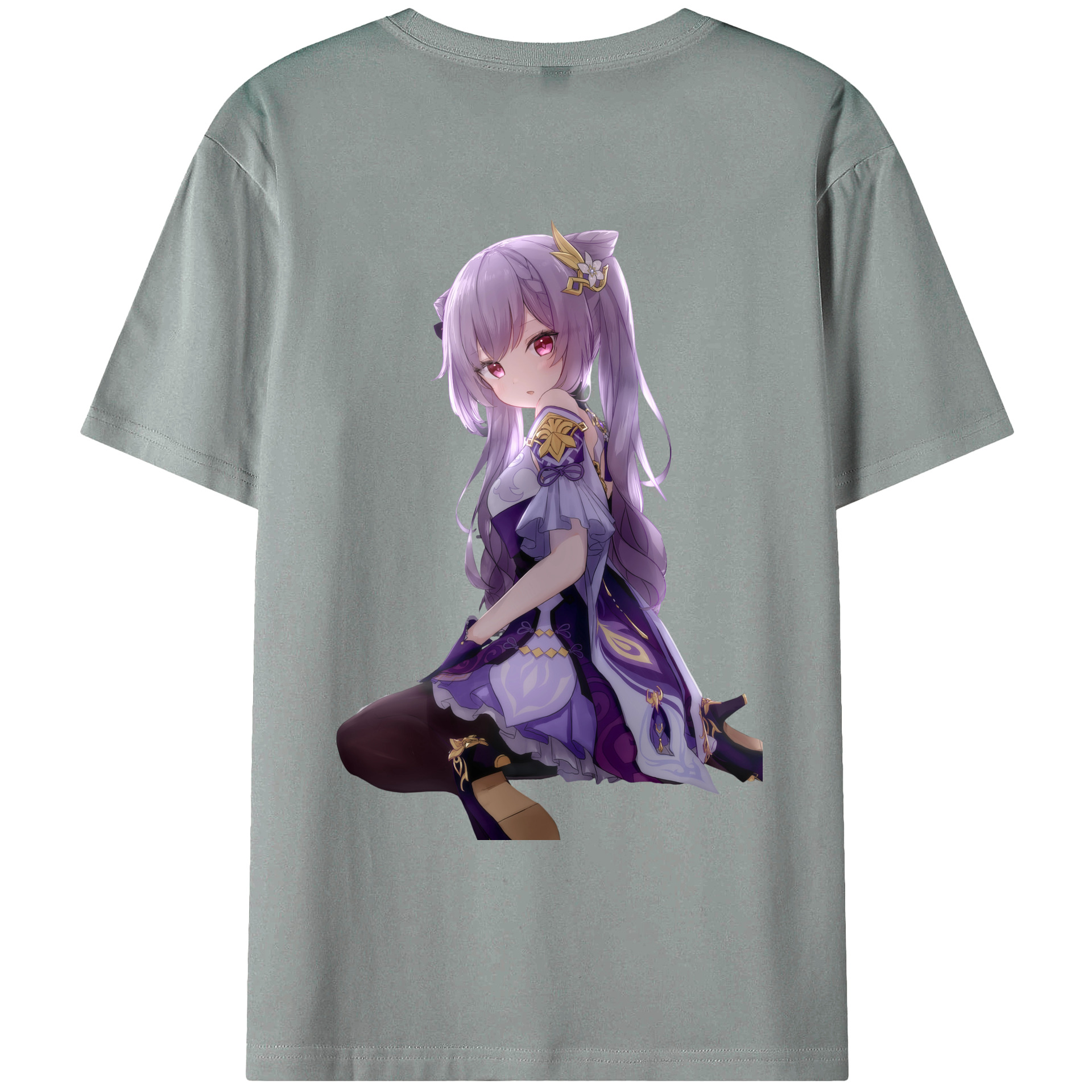 げんし神 刻晴 こくせい genshin Kokusei 綿100％ メンズ半袖Tシャツ（バックプリント） 通気性
